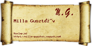 Milla Gusztáv névjegykártya